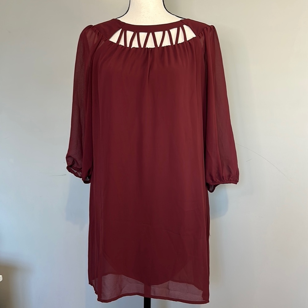 Halo Burgundy Spring Fall Quarter Sleeve Easter Midi Dress